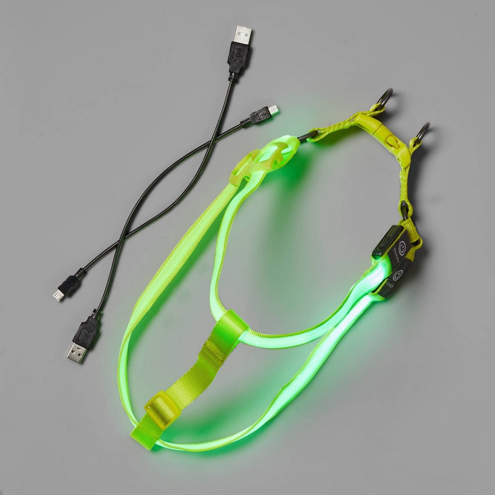 LED Rechargeable Dog Harness - S - Vibrant Green - Boots & Barkley