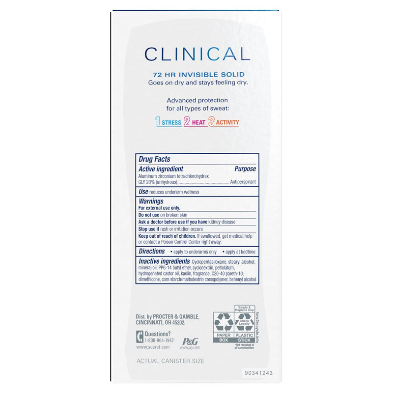 Secret Clinical Strength Invisible Deodorant for Women - 2.6oz EXP 04/2026