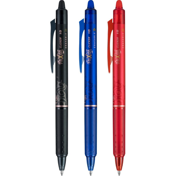Pilot 3ct FriXion Clicker Erasable Gel Pens Fine Point 0.7mm Assorted Inks