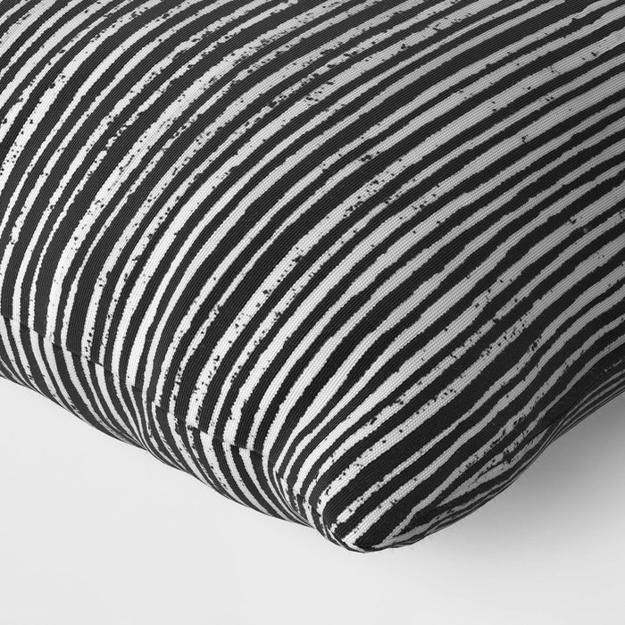 15"x15" Striped Square Outdoor Throw Pillow Black - Room Essentials: Patio Accent, Recycled Polyester Cover, Comfort Filling