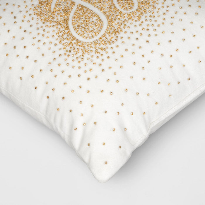 Beaded Joy Square Throw Pillow White - Threshold