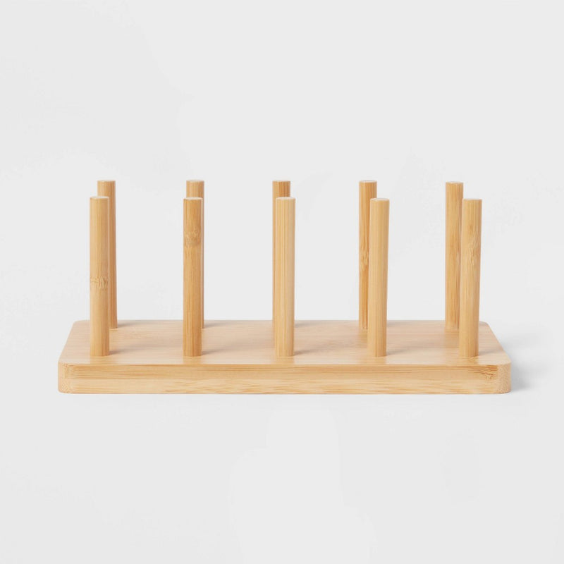 Wood 4 Slot Cutting Board Pan Lid Organizer Yellow - Brightroom