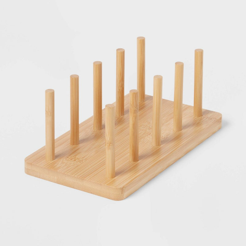 Wood 4 Slot Cutting Board Pan Lid Organizer Yellow - Brightroom