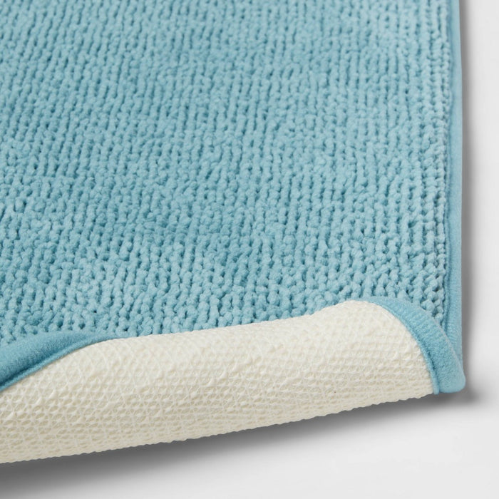 20"x34" Fine Chenille Memory Foam Bath Rug Aqua - Threshold