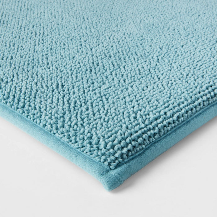 20"x34" Fine Chenille Memory Foam Bath Rug Aqua - Threshold