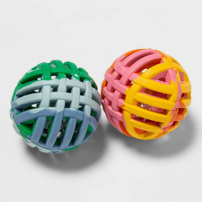 Rubber Lattice Tie Dye Cat Toy Balls - 2pk - Boots & Barkley