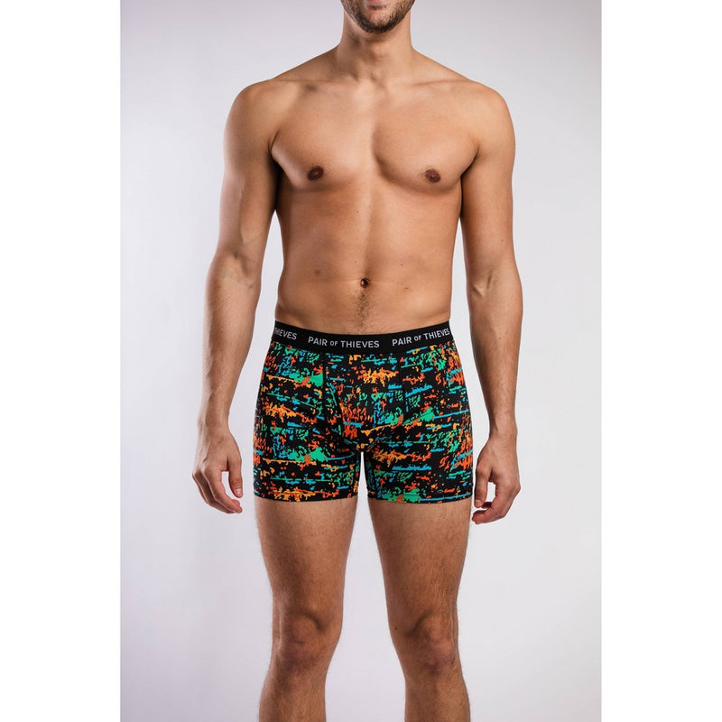 Pair of Thieves Men's Super Fit Boxer Briefs 2pk - Red/Blue/Green/Orange Sound Waves L: Quick-Dry Microfiber, Moisture-Wicking, Mid Rise