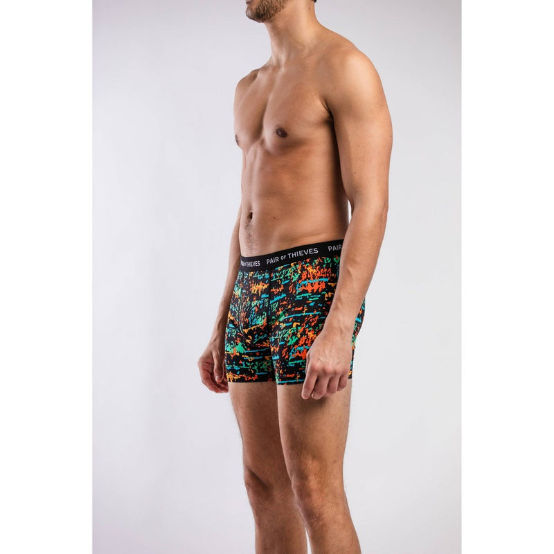 Pair of Thieves Men's Super Fit Boxer Briefs 2pk - Red/Blue/Green/Orange Sound Waves L: Quick-Dry Microfiber, Moisture-Wicking, Mid Rise