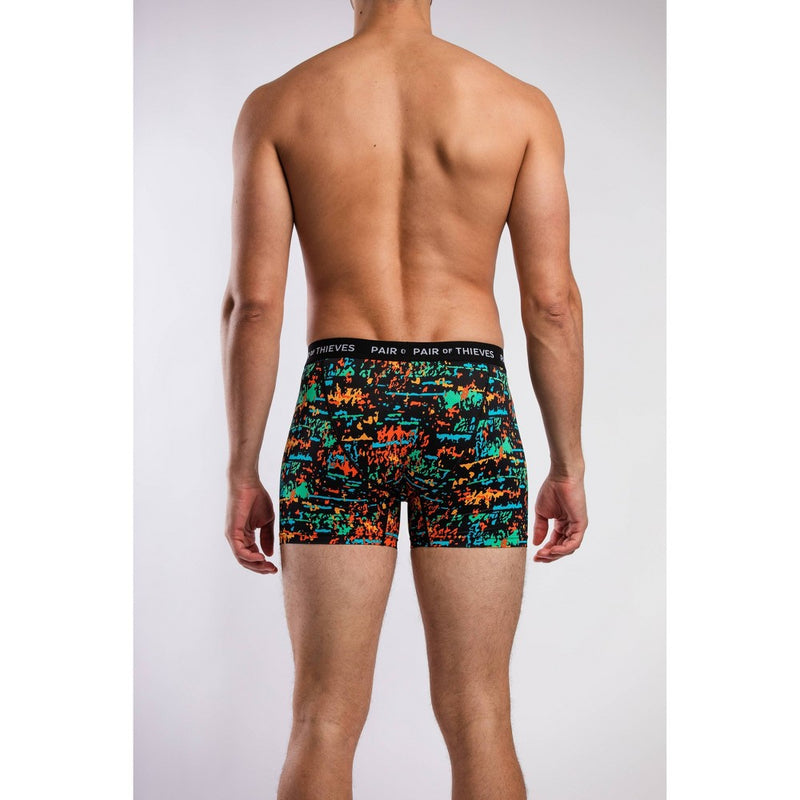 Pair of Thieves Men's Super Fit Boxer Briefs 2pk - Red/Blue/Green/Orange Sound Waves L: Quick-Dry Microfiber, Moisture-Wicking, Mid Rise