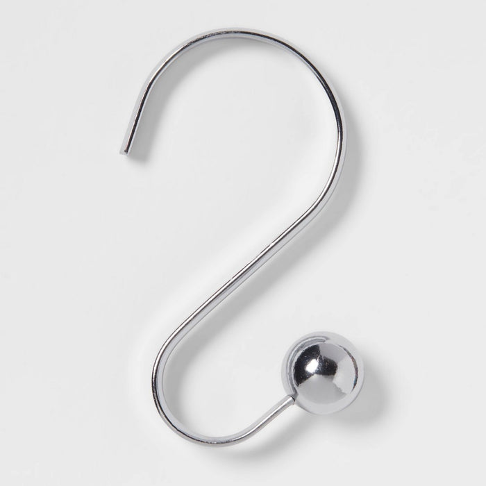 S Shaped Shower Curtain Hooks with Ball End Cap Iron Chrome - Made By Design