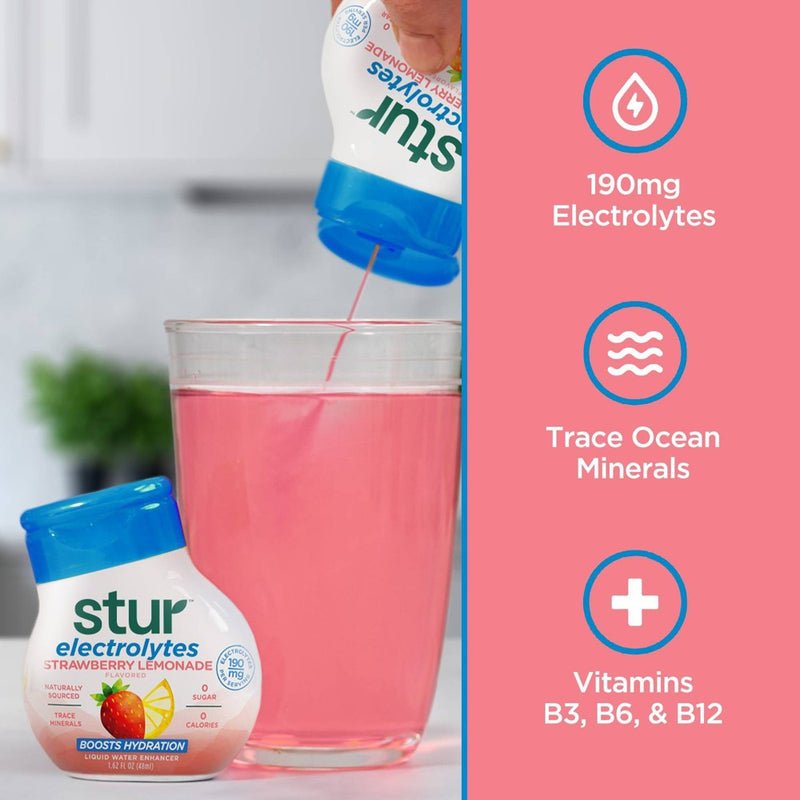 Stur Electrolytes Strawberry Lemon Flavored Liquid Water Enhancer - 1.62 fl oz Bottle