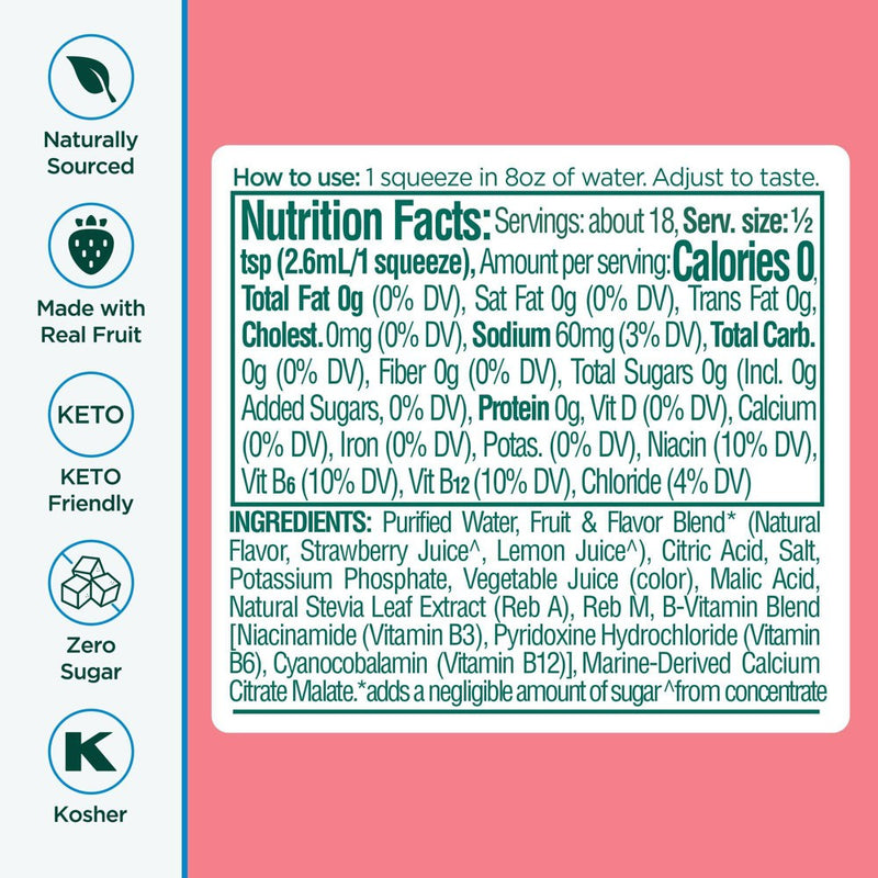 Stur Electrolytes Strawberry Lemon Flavored Liquid Water Enhancer - 1.62 fl oz Bottle