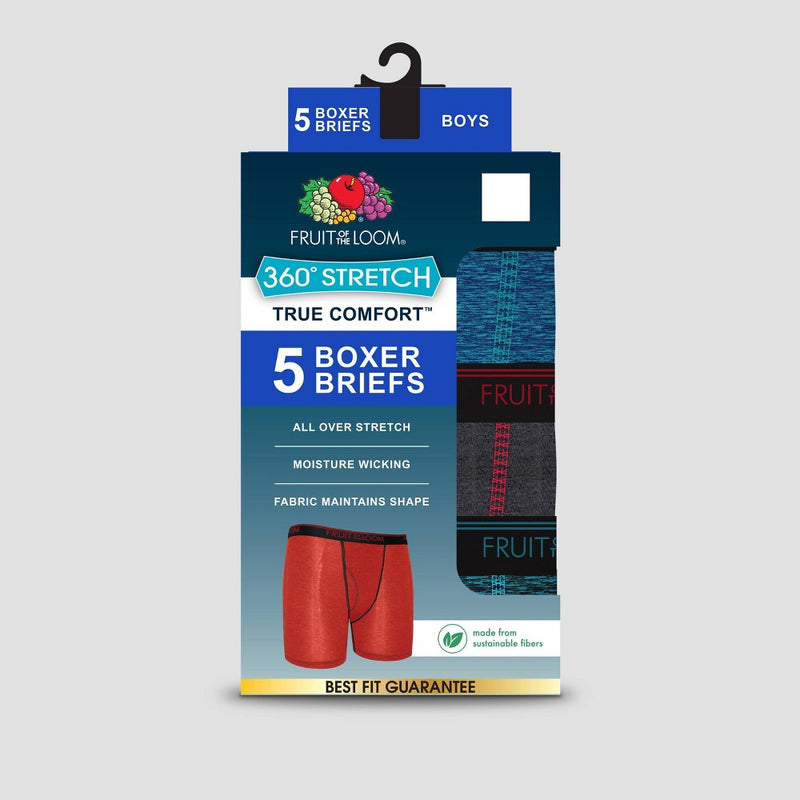 Fruit of the Loom Boys' 5pk Stretch True Comfort Boxer Briefs - Colors May Vary S