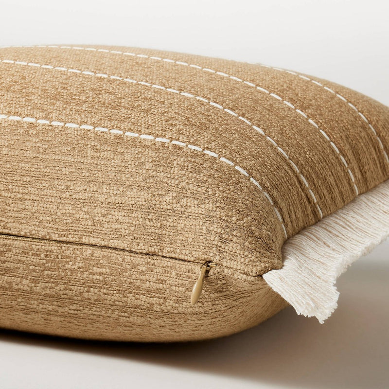 Oversized Embroidered Striped Lumbar Throw Pillow Brown - Threshold designed with Studio McGee (LOCAL PICKUP ONLY)