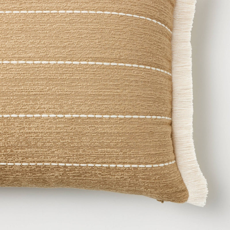 Oversized Embroidered Striped Lumbar Throw Pillow Brown - Threshold designed with Studio McGee (LOCAL PICKUP ONLY)