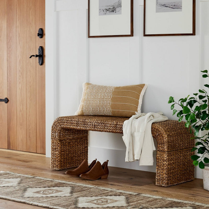 Oversized Embroidered Striped Lumbar Throw Pillow Brown - Threshold designed with Studio McGee (LOCAL PICKUP ONLY)