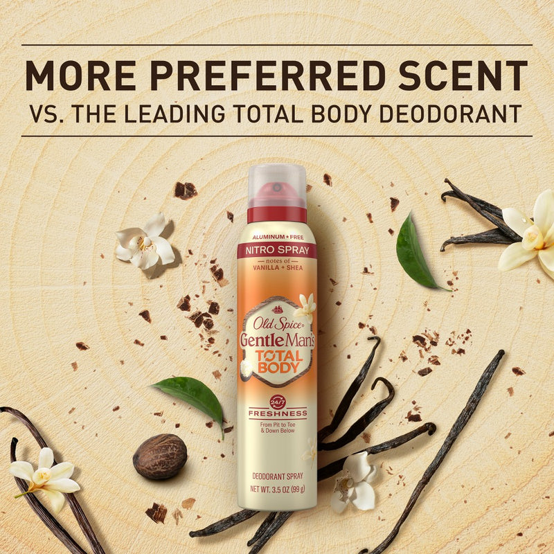 Old Spice Whole Body Deodorant for Men - Total Body Aluminum Free Spray - Vanilla & Shea - 3.5oz