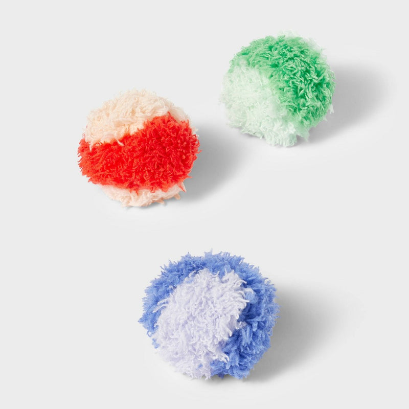 Furry Pom Poms Cat Toy - 3pk - Boots & Barkley