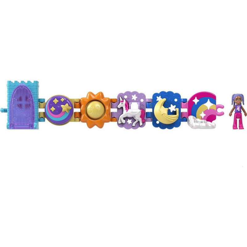 Polly Pocket Bracelet Treasures Unicorn Wearables with Snap-Together Sections and Micro Doll