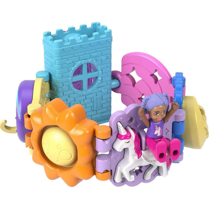 Polly Pocket Bracelet Treasures Unicorn Wearables with Snap-Together Sections and Micro Doll