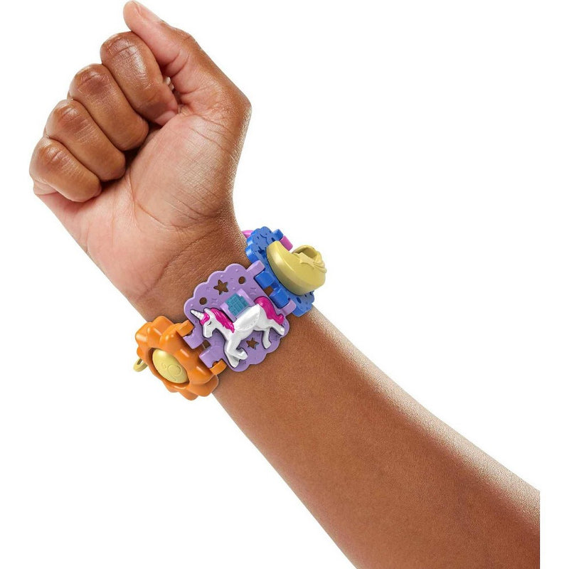 Polly Pocket Bracelet Treasures Unicorn Wearables with Snap-Together Sections and Micro Doll