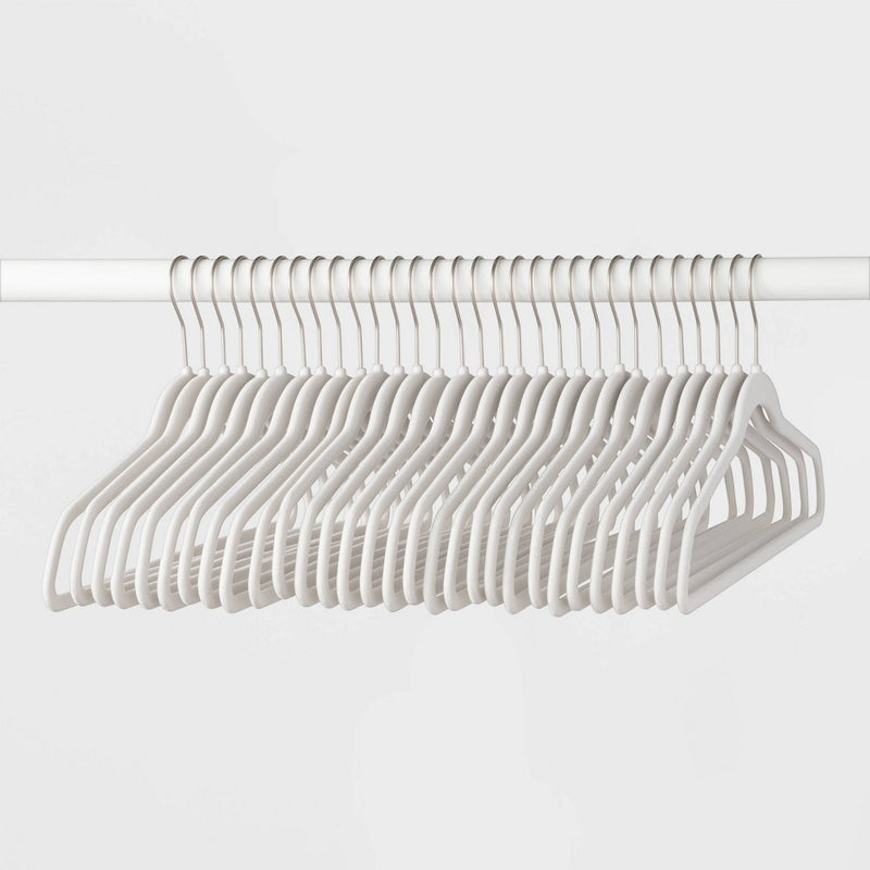 30pk Suit Flocked Hangers White - Brightroom