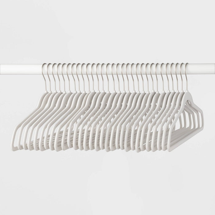 30pk Suit Flocked Hangers White - Brightroom