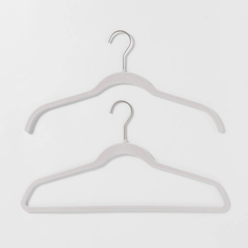 30pk Suit Flocked Hangers White - Brightroom
