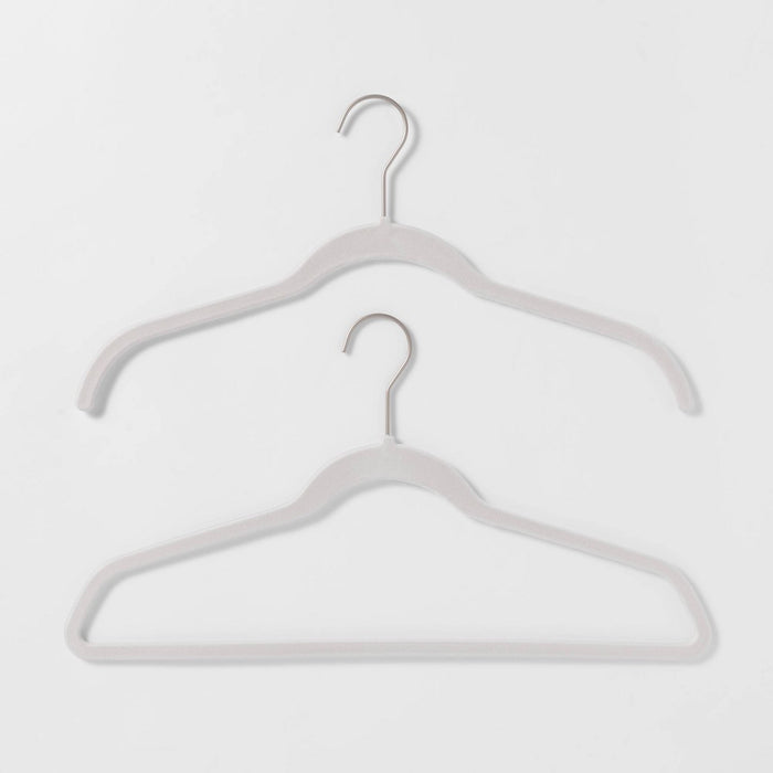 30pk Suit Flocked Hangers White - Brightroom