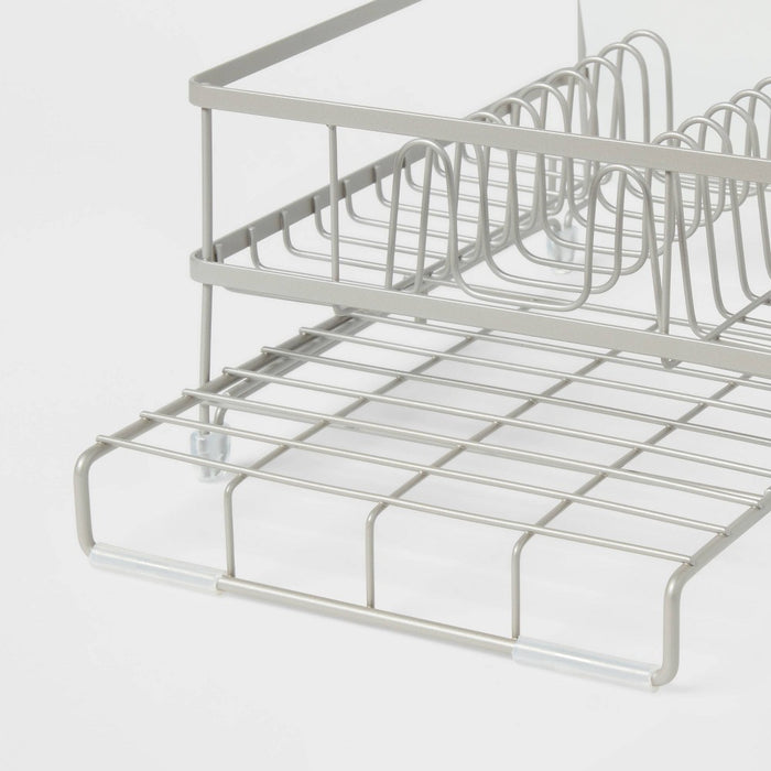 Space Saver Steel Dish Rack with Utensil Tray Matte Nickel - Brightroom