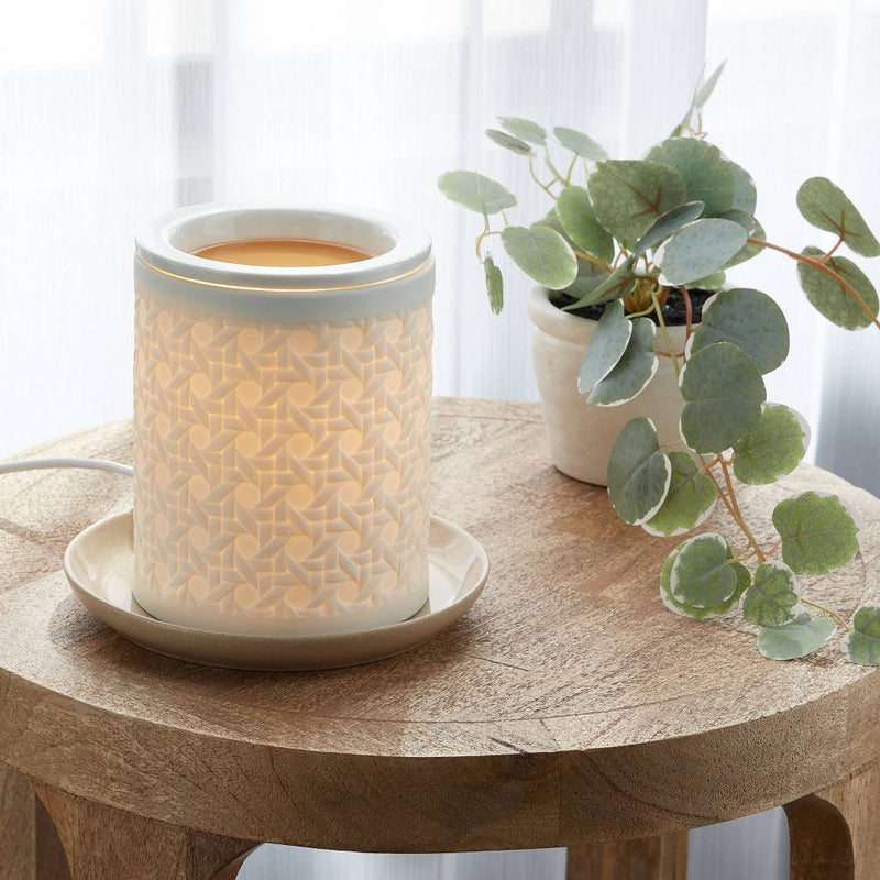 Porcelain with Bamboo Pattern White Wax Warmer - Threshold