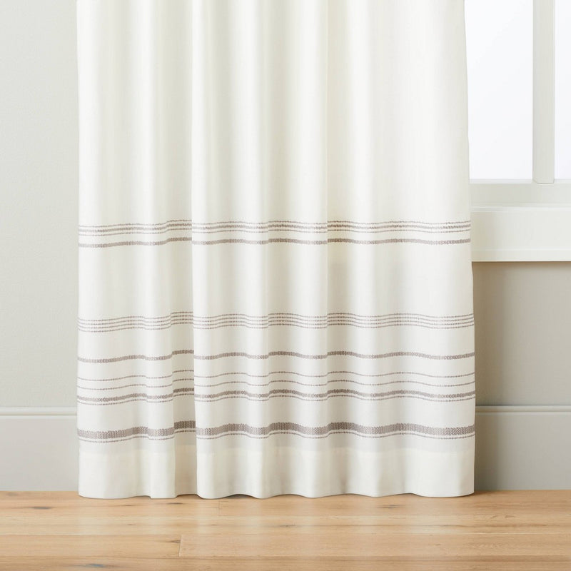 84" Engineered Hem Stripes Curtain Panel Cream/Gray - Hearth & Hand with Magnolia