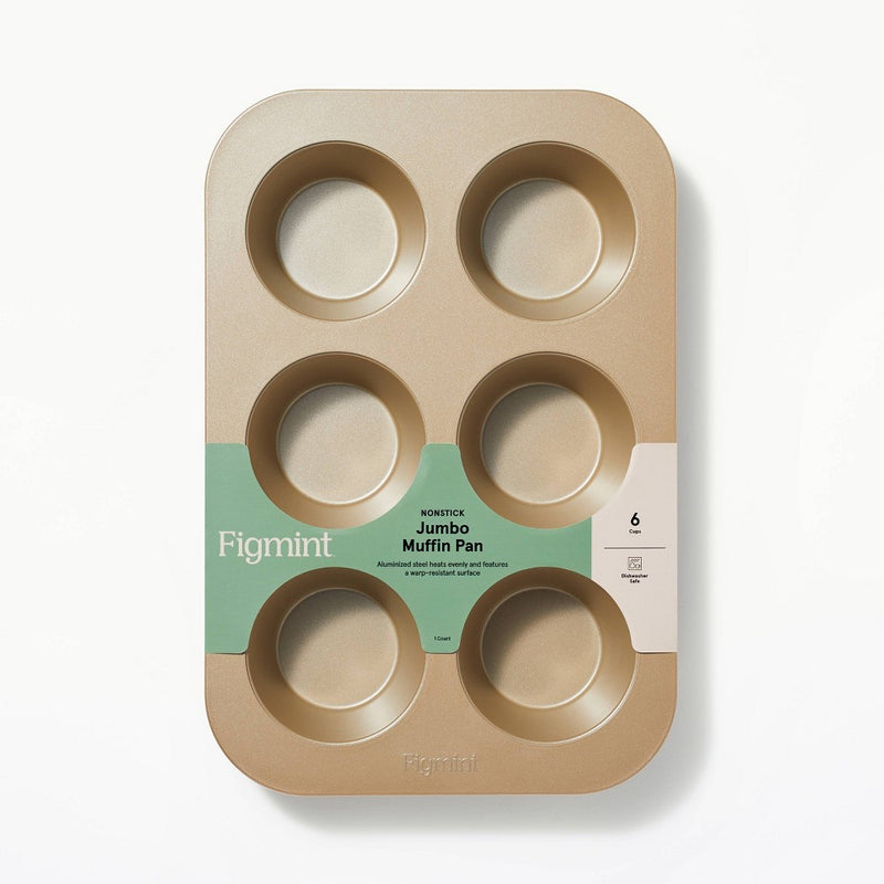 6ct Nonstick Aluminized Steel Jumbo Muffin Pan Gold - Figmint