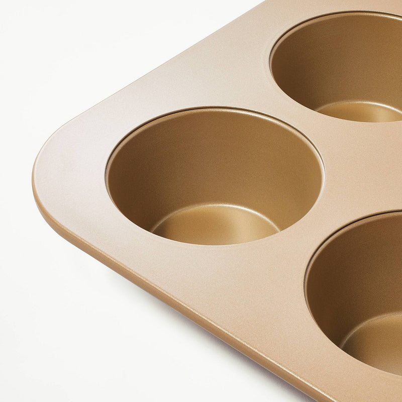 6ct Nonstick Aluminized Steel Jumbo Muffin Pan Gold - Figmint