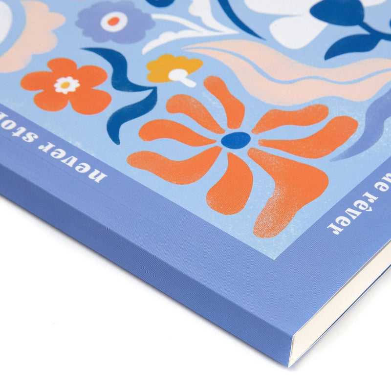 greenroom Blank Journal 7"x9" Softcover Graphic Flowers Periwinkle Blue