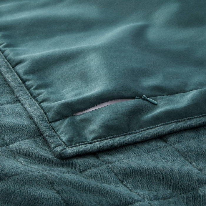 Euro Heavyweight Linen Blend Quilt Pillow Sham Dark Teal Blue - Casaluna