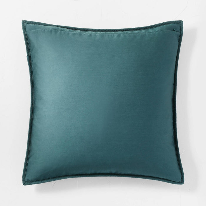 Euro Heavyweight Linen Blend Quilt Pillow Sham Dark Teal Blue - Casaluna