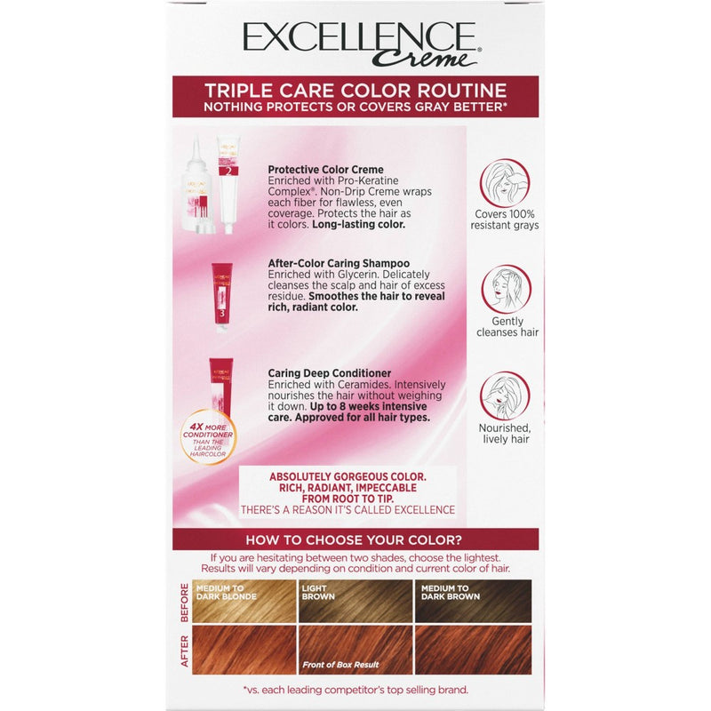 L'Oreal Paris Excellence Triple Protection Permanent Hair Color - 18 fl oz - 6R Light Auburn - 1 kit