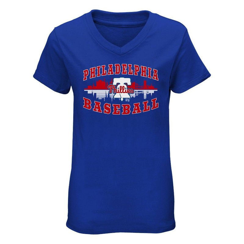 MLB Philadelphia Phillies Girls' V-Neck T-Shirt - XL