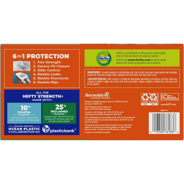 Hefty Ultra Strong Tall Kitchen Drawstring Trash Bags - Seaside Breeze - 13 Gallon - 50ct