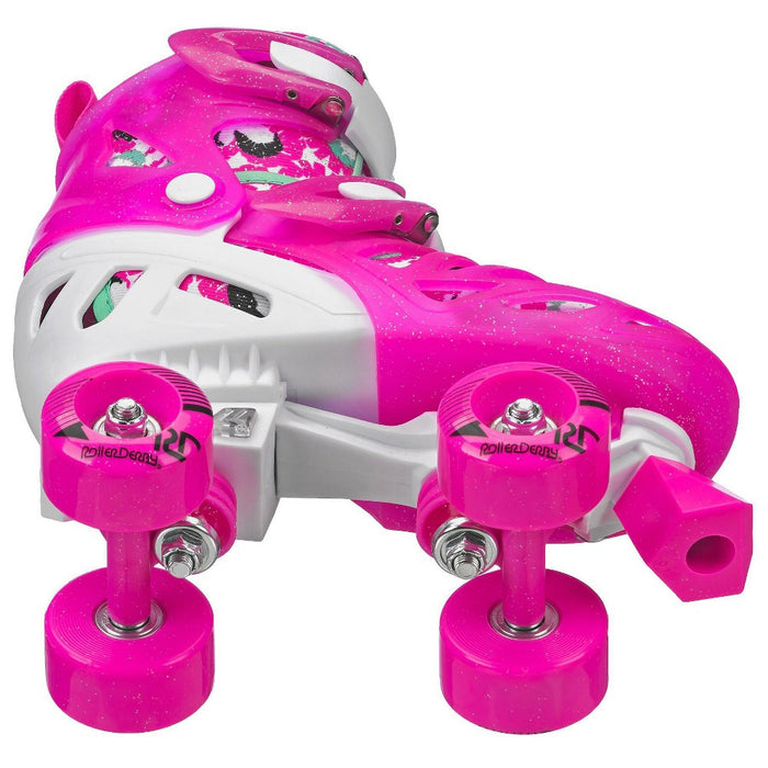 Roller Derby Trac Star Youth Kids' Adjustable Roller Skate - White/Pink - L (3-6)