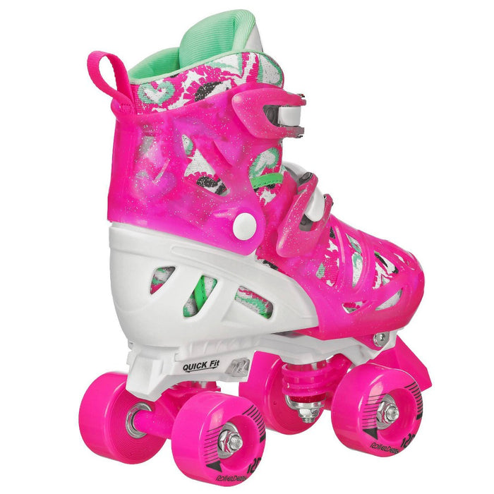 Roller Derby Trac Star Youth Kids' Adjustable Roller Skate - White/Pink - L (3-6)