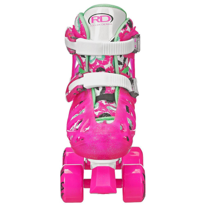 Roller Derby Trac Star Youth Kids' Adjustable Roller Skate - White/Pink - L (3-6)