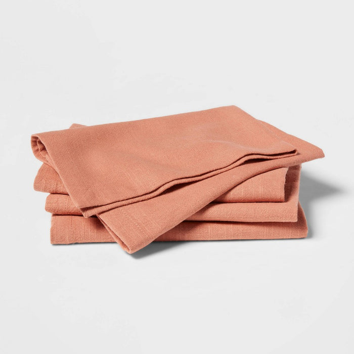4pk Cotton Easy Care Napkins Pink - Threshold