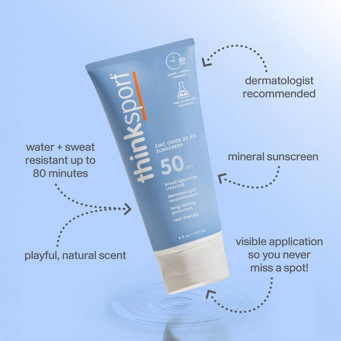 thinksport Mineral Sunscreen Water Resistant Lotion - SPF 50 - 6 fl oz