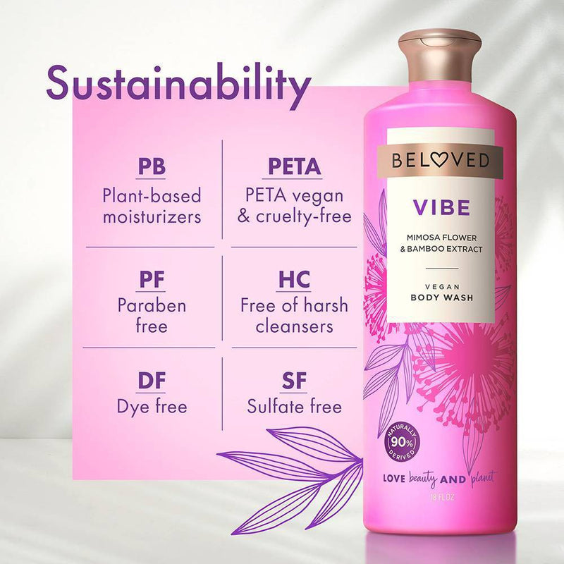 Beloved Vibe Vegan Body Wash with Mimosa Flower & Bamboo Extract - 18 fl oz