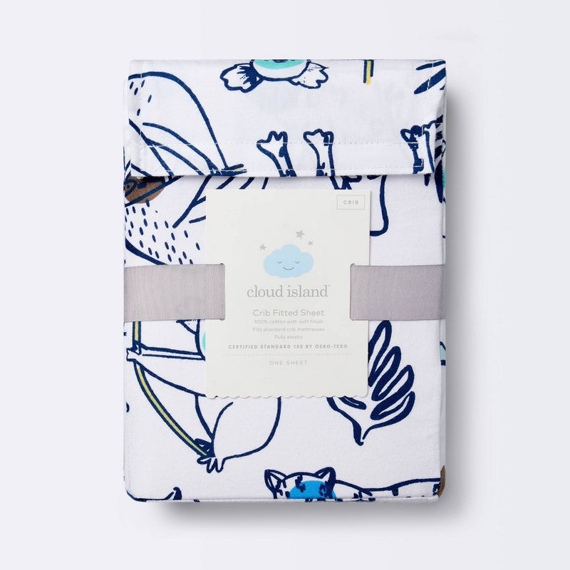 Fitted Crib Sheet Gone Wild - Cloud Island Navy