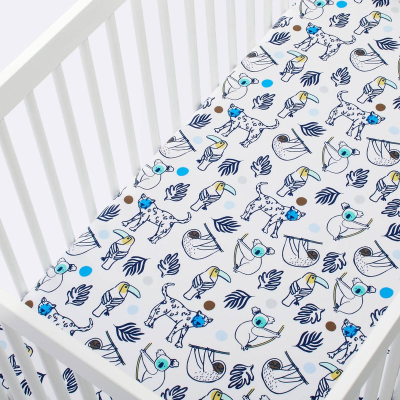 Fitted Crib Sheet Gone Wild - Cloud Island Navy