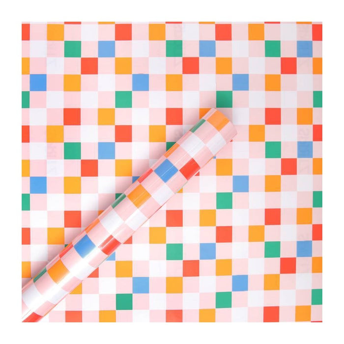 Kids' Birthday Gift Wrap Check Printed Pattern - Spritz