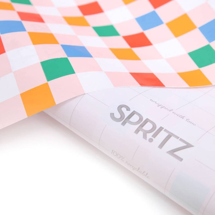 Kids' Birthday Gift Wrap Check Printed Pattern - Spritz